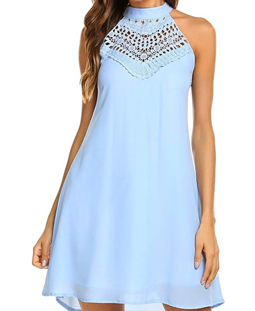 NWT Womens Halter Neck Chiffon  Dress 